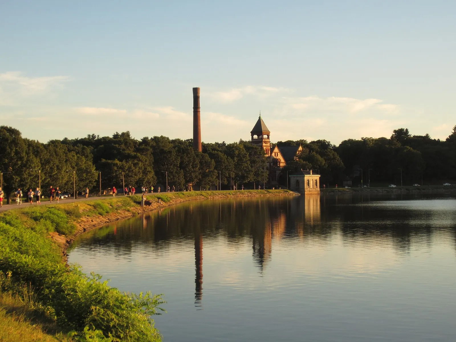 Chestnut Hill Reservoir and its historic pumping station